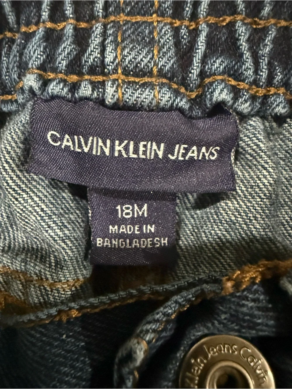 Calvin Klein Toddler Girls Jeans 18 Months Blue Denim Elastic Waist